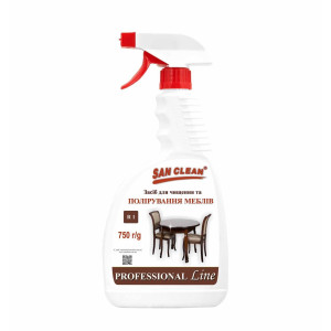 Засіб для чищення та полірування меблів "FURNITURE WAX CLEANER" "PROFESSIONAL Line" SAN-CLEAN, 750 г