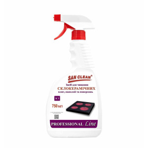 Засіб для чищення склокерамічних плит, панелей та поверхонь "PROFESSIONAL Line" SAN-CLEAN, 750 мл